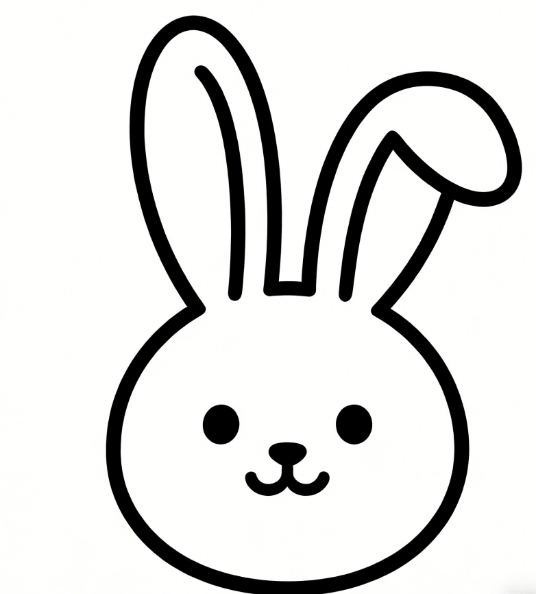 Round bunny with big ears drawing idea