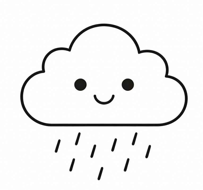 Smiling cloud with rain drawing idea