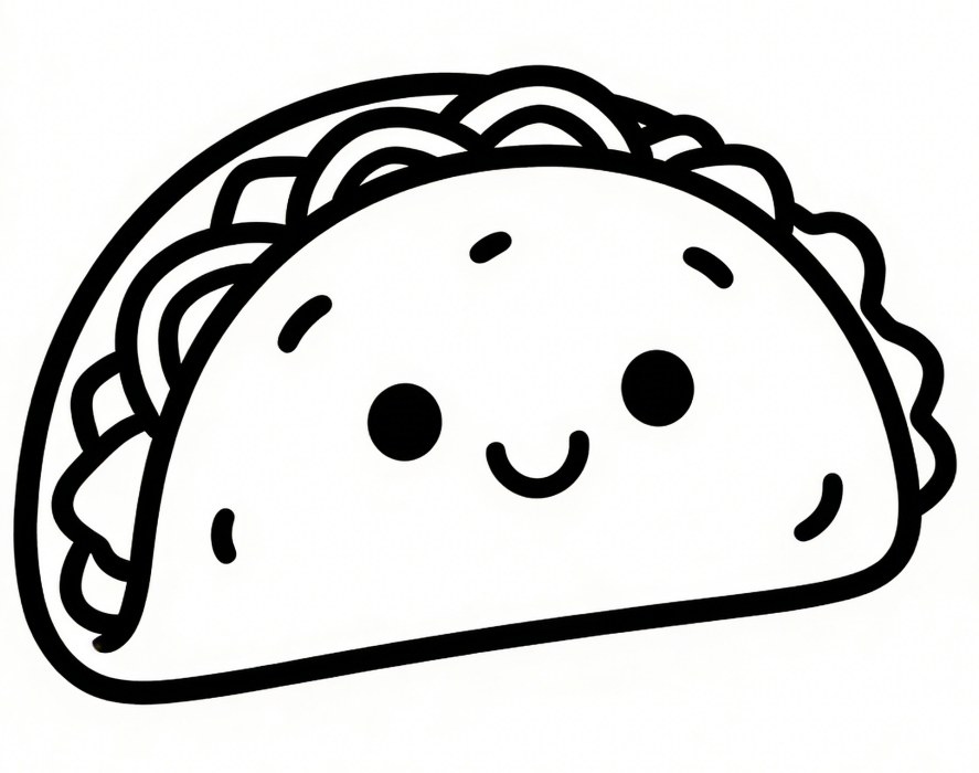 Cheerful taco cute drawing idea