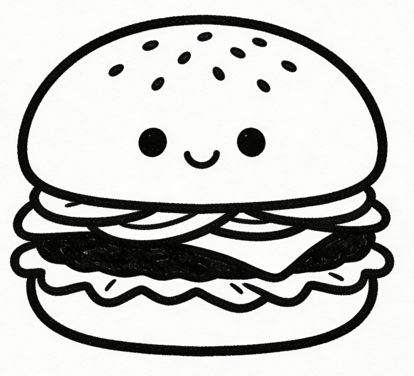 Friendly burger cute drawing idea
