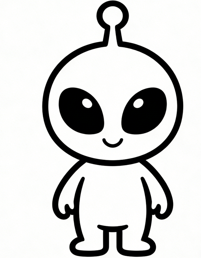 Happy alien cute drawing idea