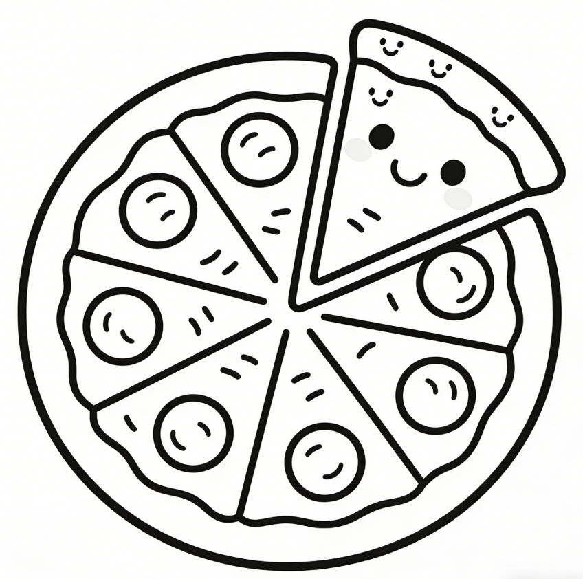 Happy pizza slice cute drawing idea