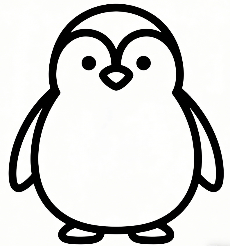 Round penguin cute drawing idea