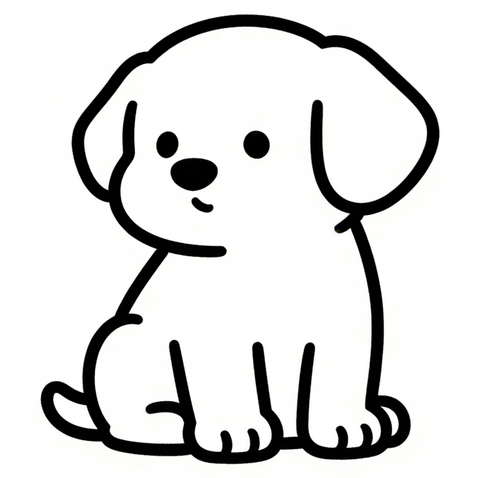 Puppy sitting down drawing idea