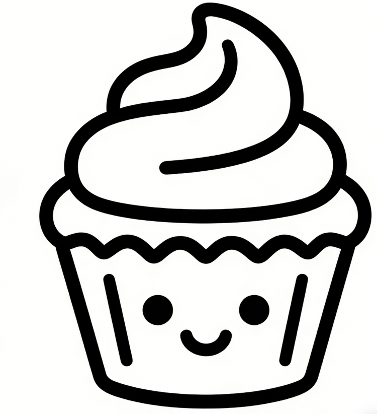 Smiling cupcake cute drawing idea