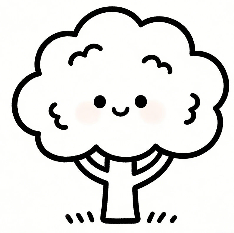 Cute tree kawaii drawing idea