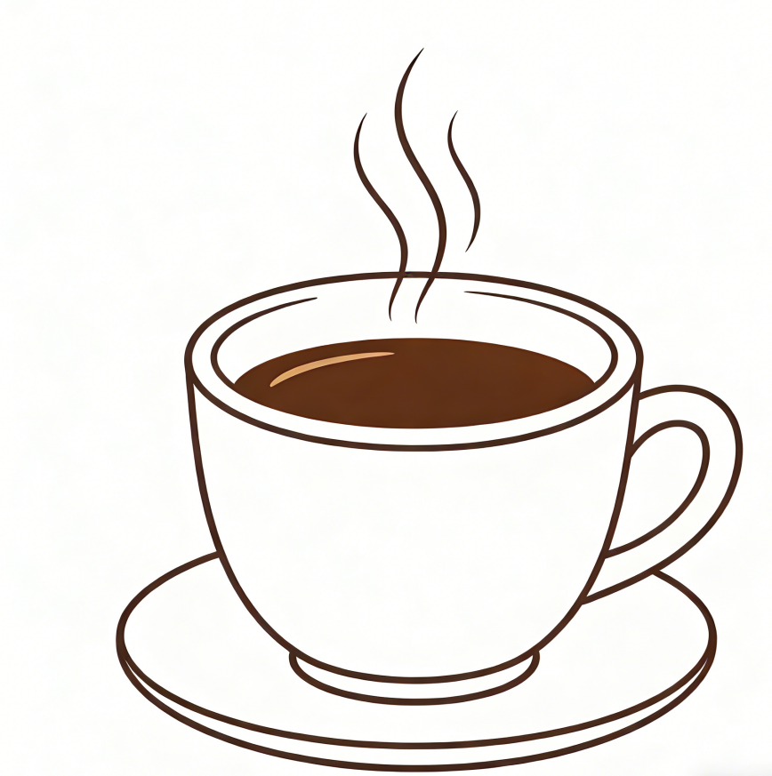 Cup of coffee with steam rising drawing idea