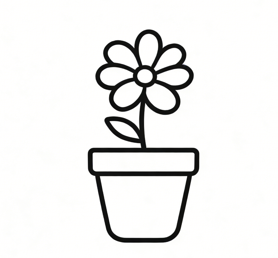 Simple flower in a pot drawing idea