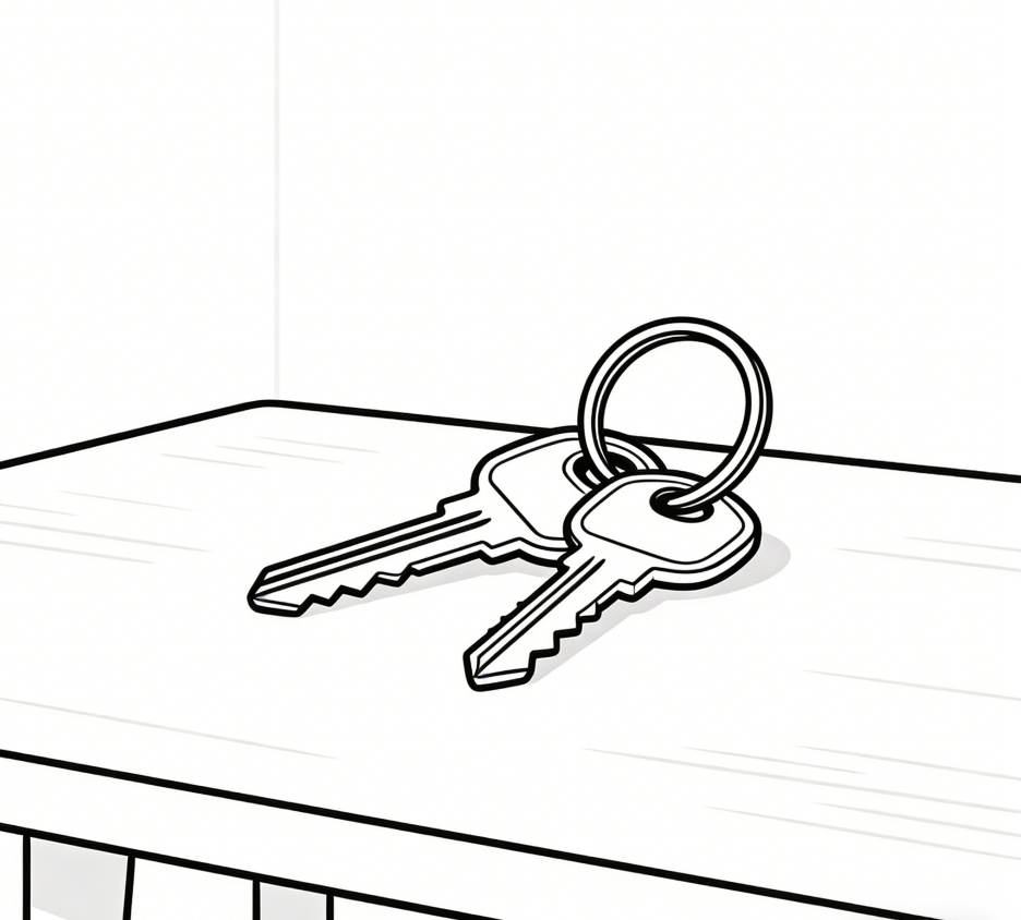 House keys on a table drawing idea