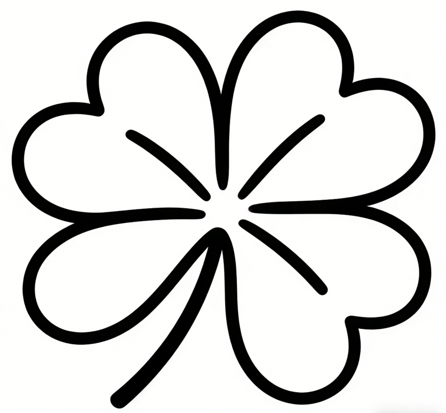 A lucky four-leaf clover drawing idea