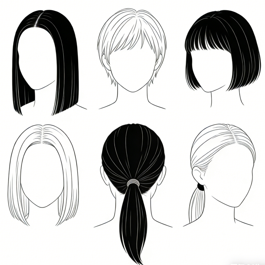 Simple hairstyle drawing idea