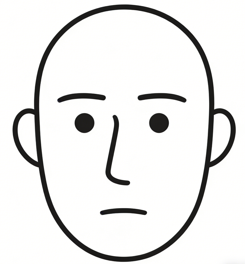 Expressionless face drawing idea