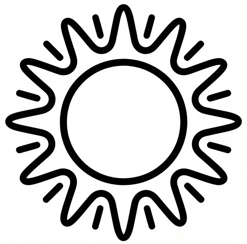 Sun with rays drawing idea