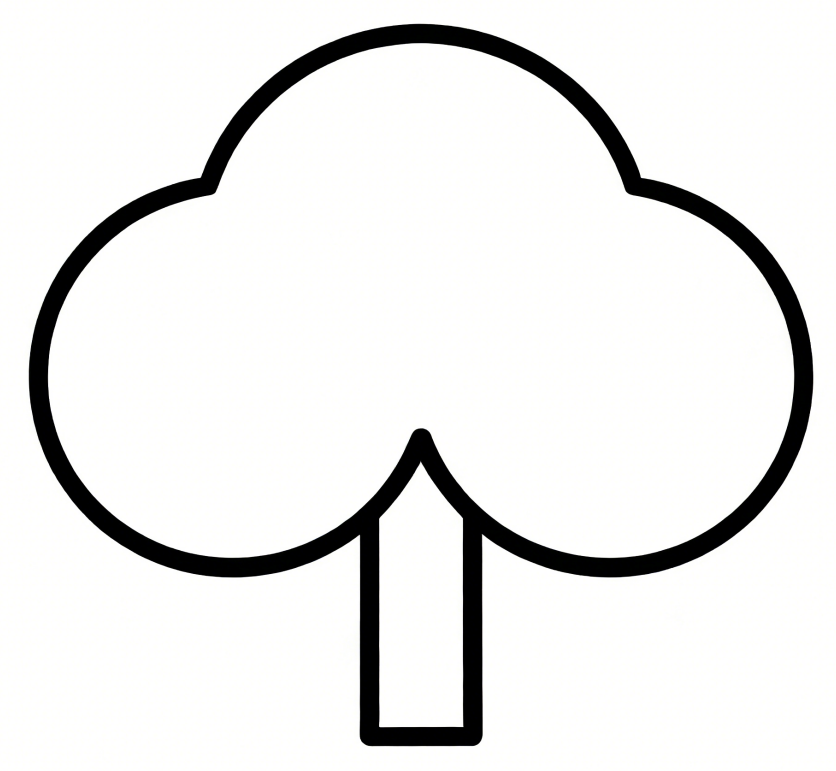 Tree made from basic shapes drawing idea