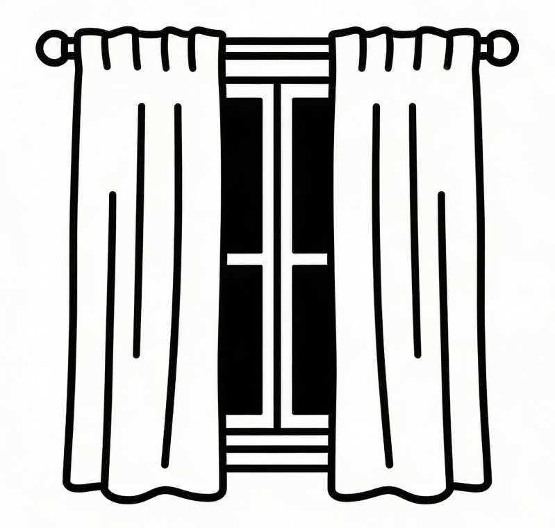 Window with curtains drawing idea