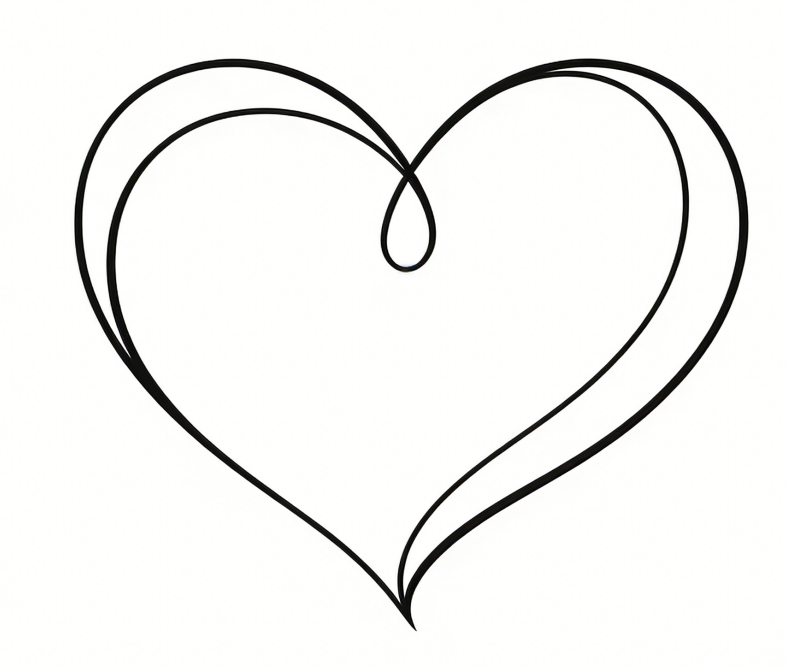 Heart using curves drawing idea